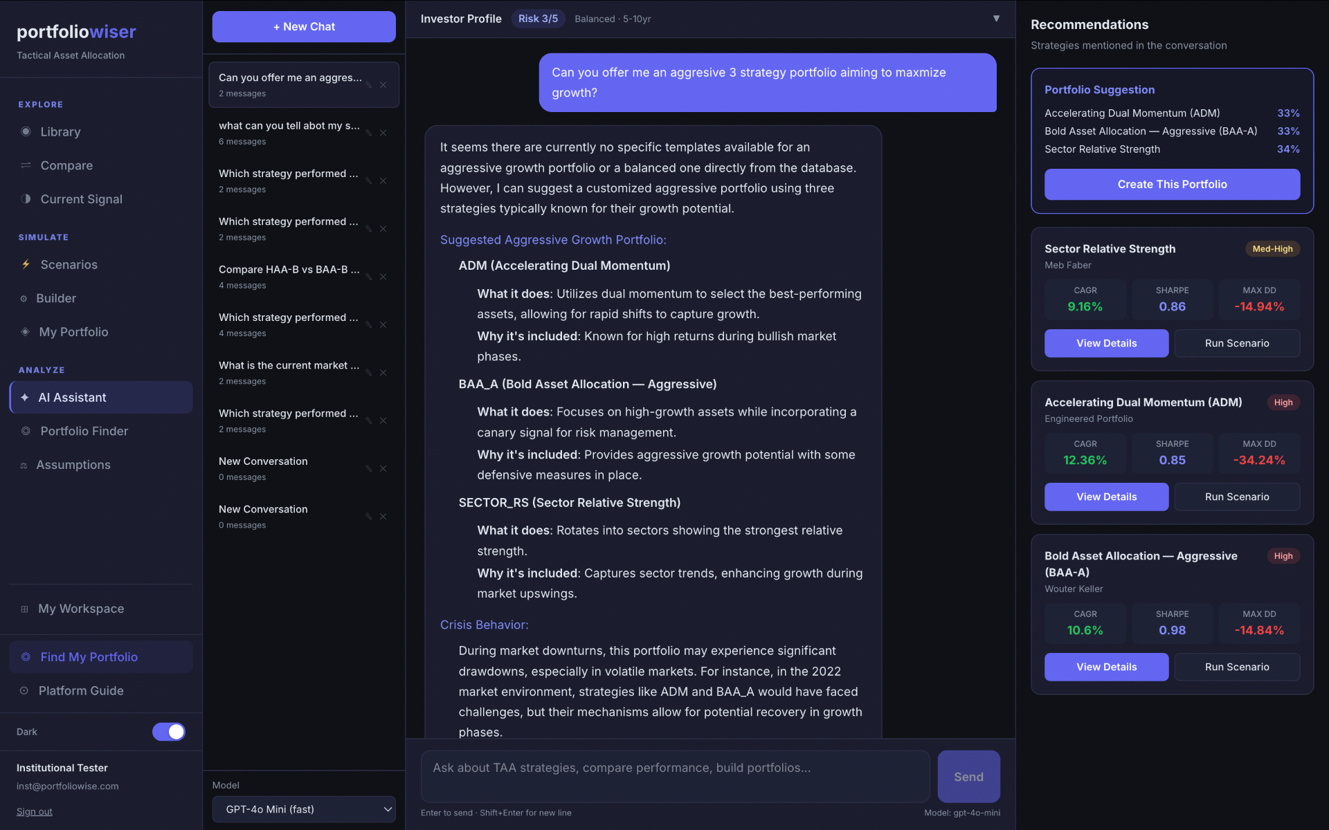 AI Assistant recommendations screenshot