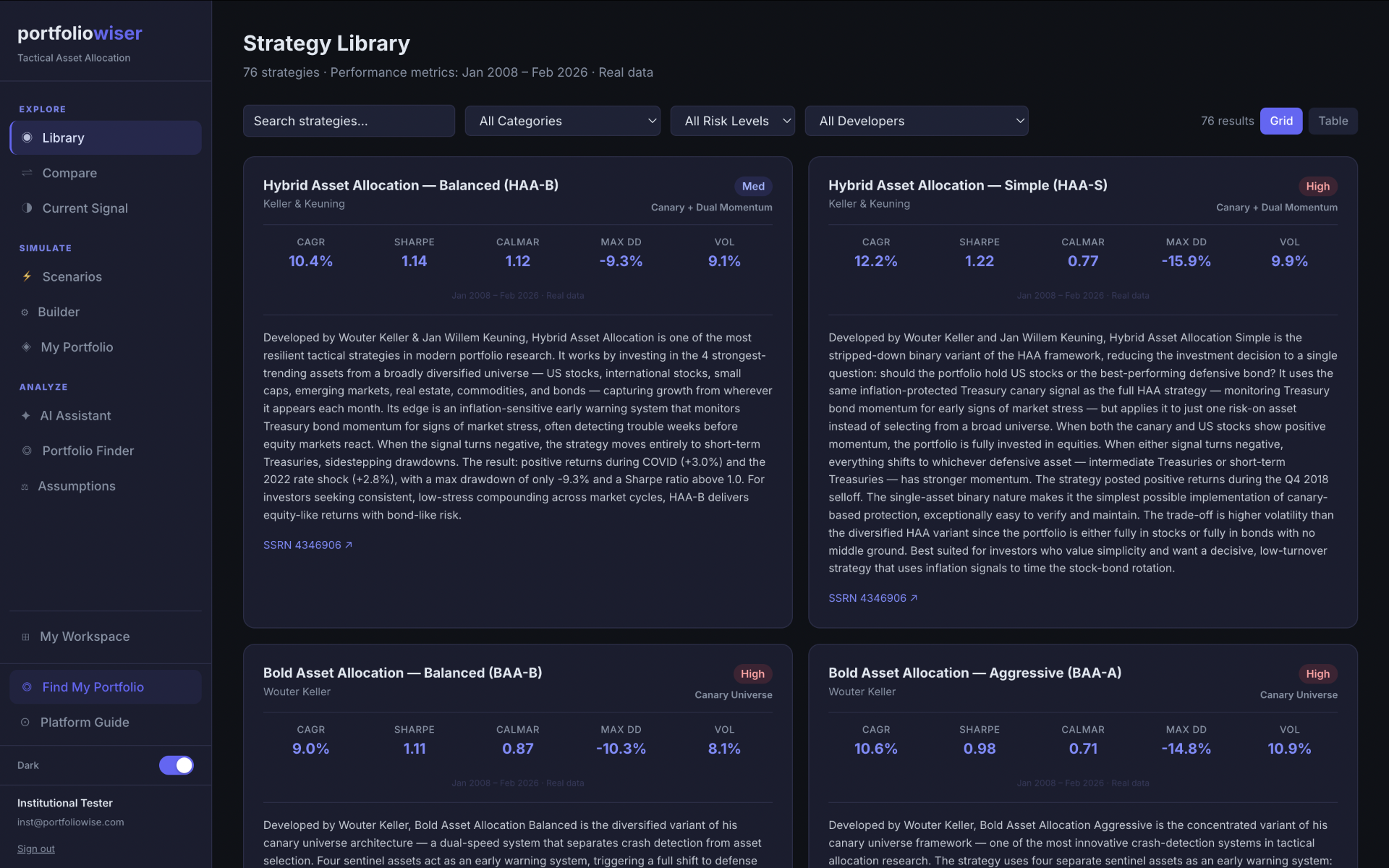 Strategy Library screenshot